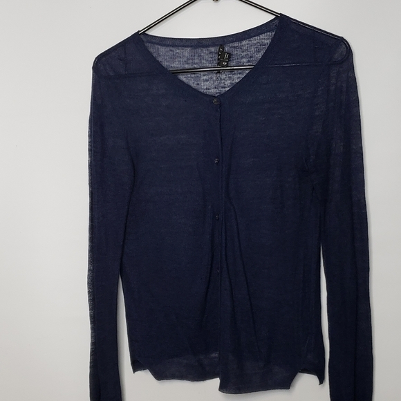 Theory Linen Viscose Lightweight Cardigan Navy Blue Button Up Women's Sz… - Picture 4 of 13